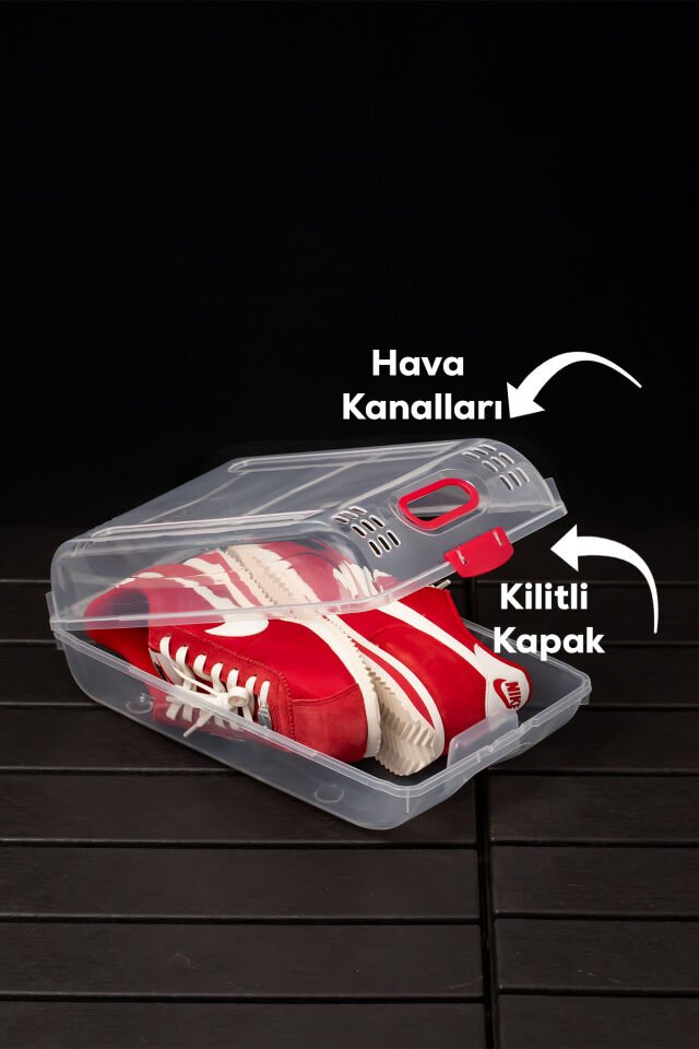 Porsima 204-12 Kadın ve Çocuk Ayakkabı Saklama Kutusu - Şeffaf Pratik Ayakkabı Kabı Düzenleyici Saklama Seti 12 Adet