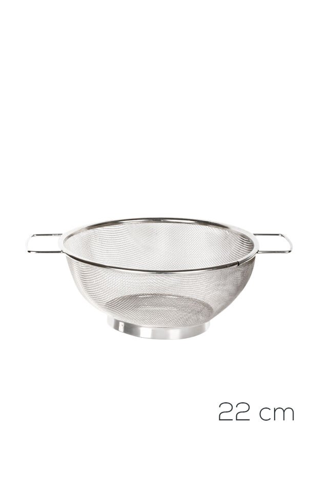 Porsima İvory Kulplu Paslanmaz Çelik Süzgeç Mutfak Eleği Meyve ve Sebze Yıkama Aparatı Kevgir 22cm