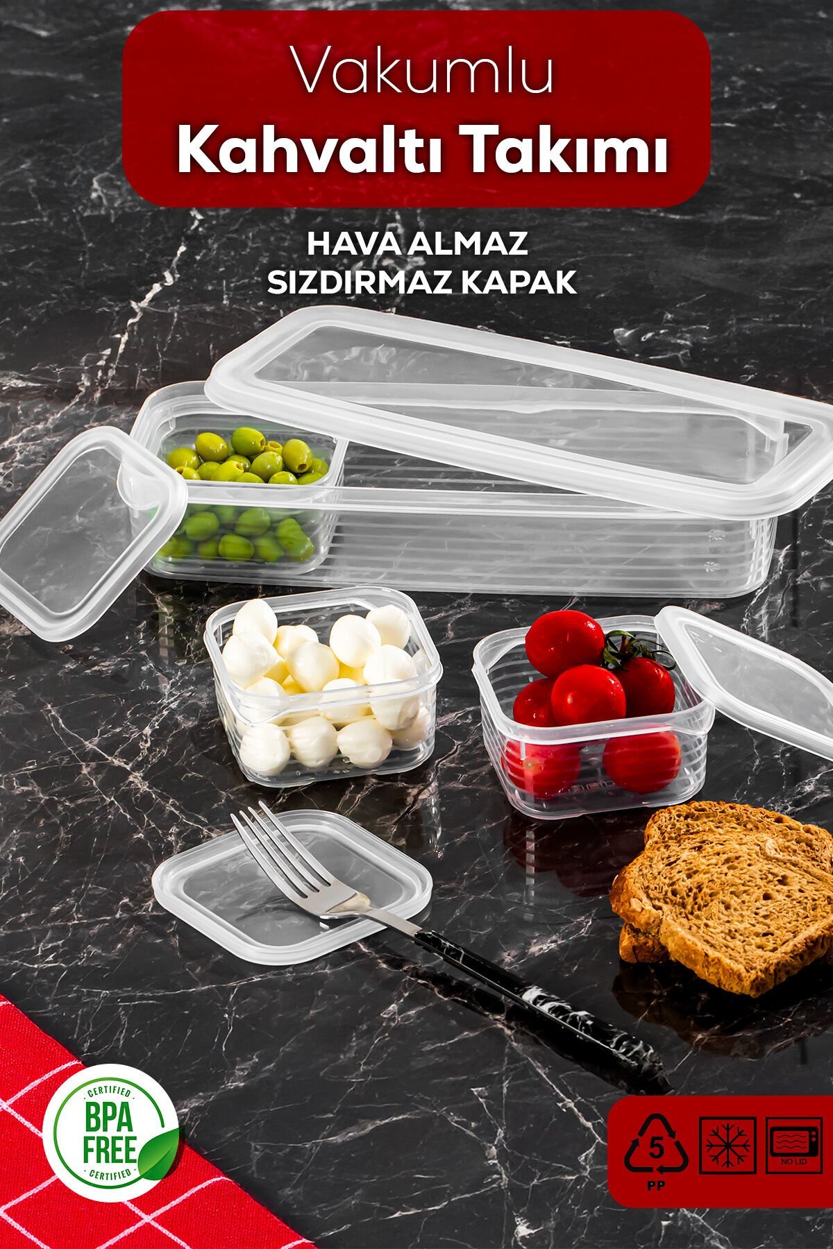 Porsima 4368 FreshLock Vakumlu Kahvaltılık Çok Amaçlı Saklama Kabı Kahvaltı Seti