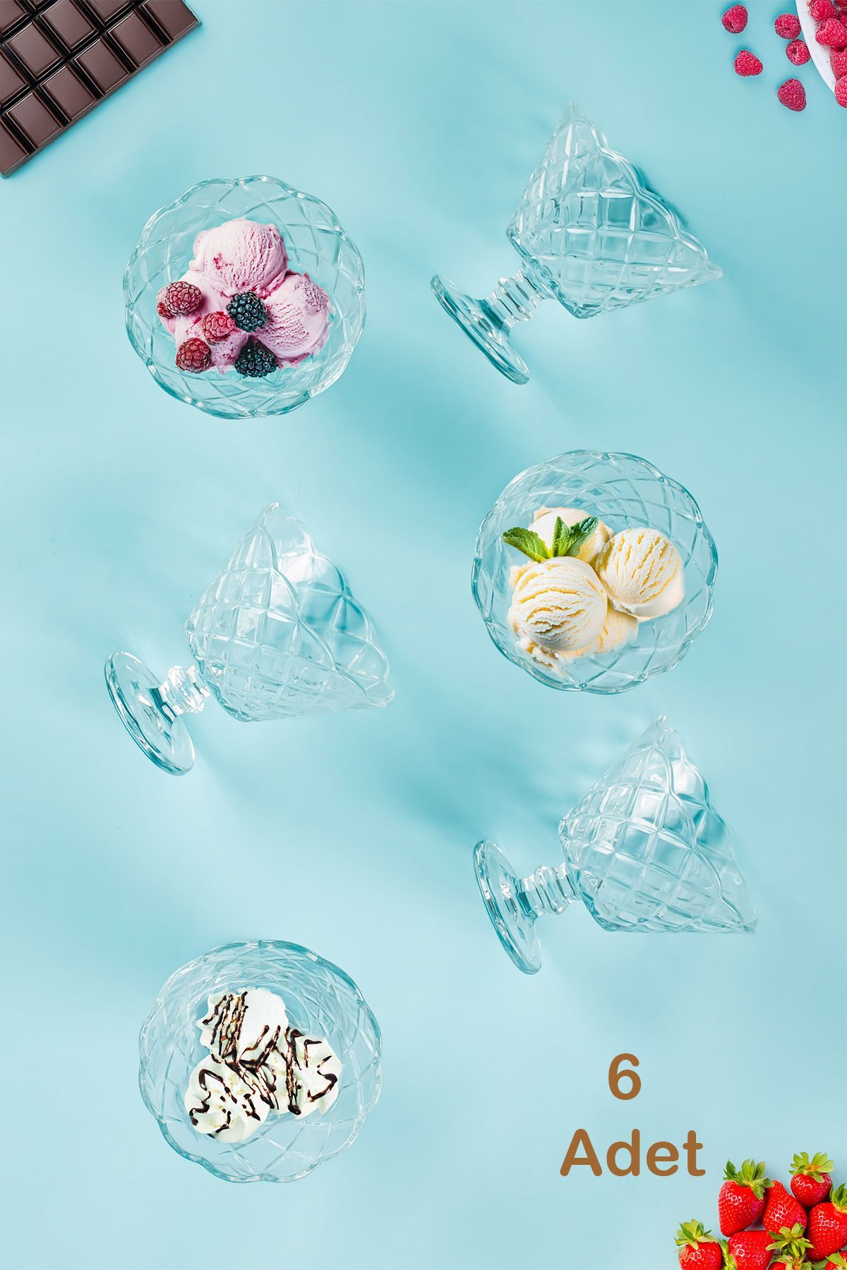 Porsima 1108 Ayaklı Dondurma Ve Magnolia Kasesi, Şekerlik, Çerezlik 6lı Sunum Kasesi 180ml