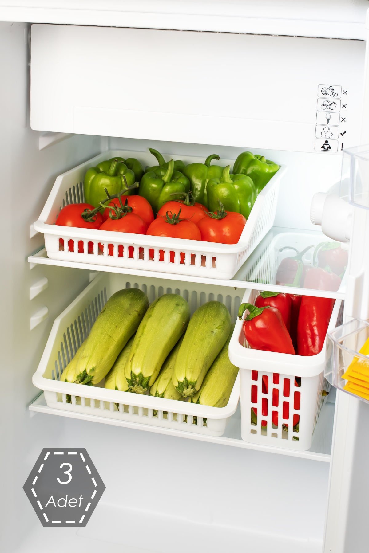 Porsima Complie 3 lü Çok Amaçlı Buzdolabı İçi Düzenleyici Sebze Meyve Sepet Organizer