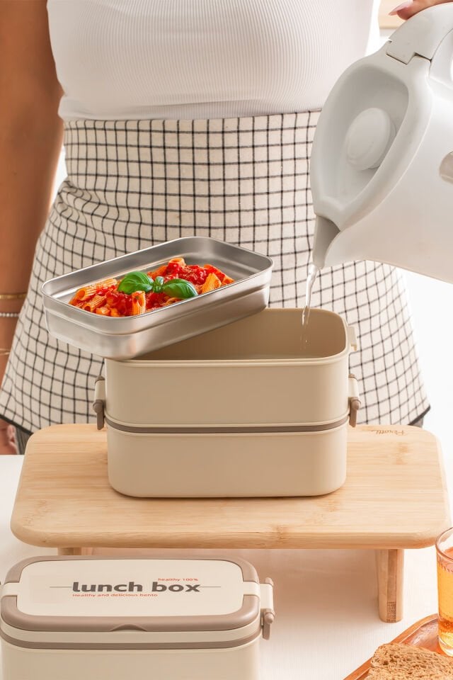 Porsima 1612 Paslanmaz Çelik 3 Katlı 4 Bölmeli Yemek Termosu Beslenme Kutusu Taşınabilir Lunch Box Sefer Tası