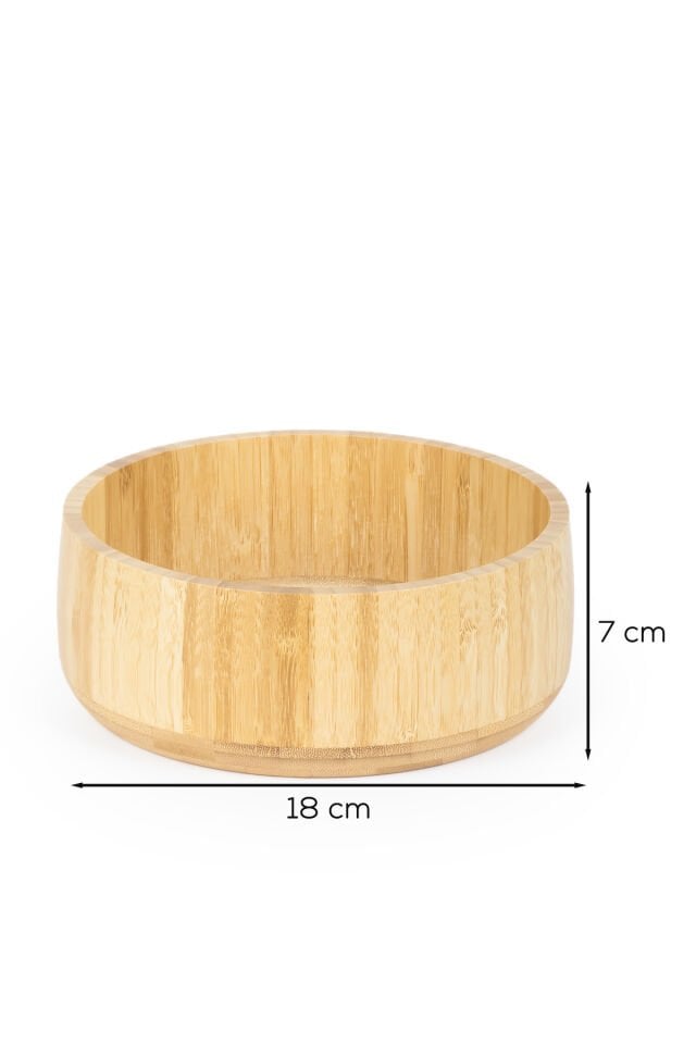 Porsima 2074 Orta Boy Doğal Bambu Salata Kasesi 18cm