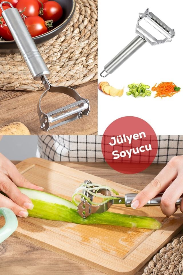 Porsima 16563-11 Paslanmaz Çelik Inox Meyve Sebze Soyacak Çok Amaçlı Jülyen Dilimleyici