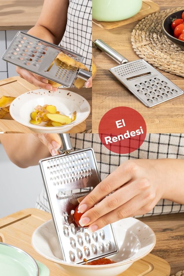 Porsima 11702 Inox Paslanmaz Çelik El Rendesi Dilimleyici - Küçük Büyük Rende Dilimleme