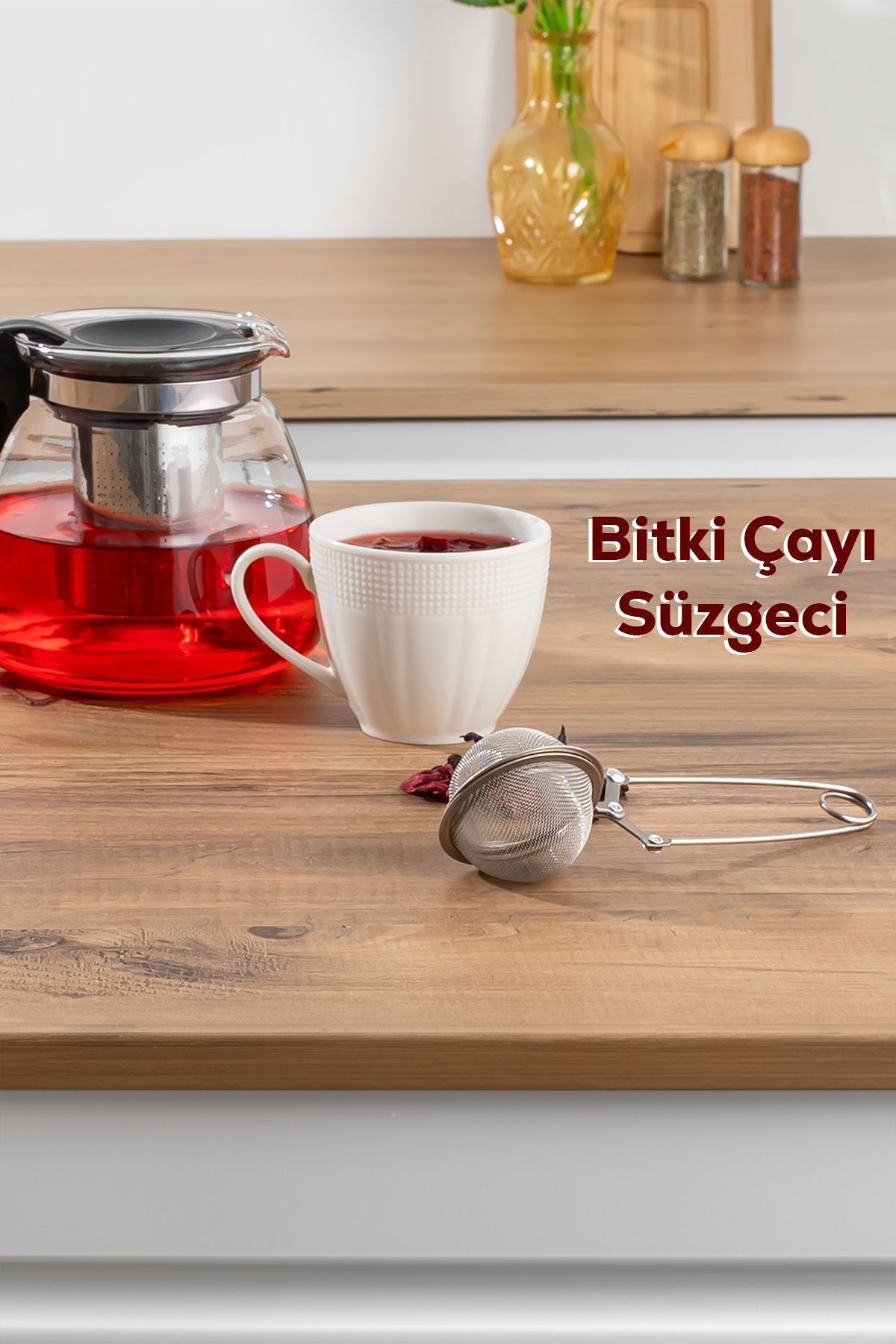 Porsima 16563-8 Paslanmaz Çelik Doğal Bitki Çayı Demleme Süzgeci - Maşalı Çay Demleme Süzgeci