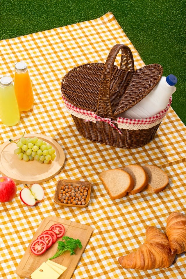 Porsima 2080 Oval Hasır Görünümlü Piknik Sepeti Piknik Çantası 41x35cm