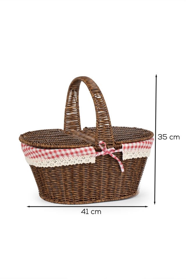 Porsima 2080 Oval Hasır Görünümlü Piknik Sepeti Piknik Çantası 41x35cm