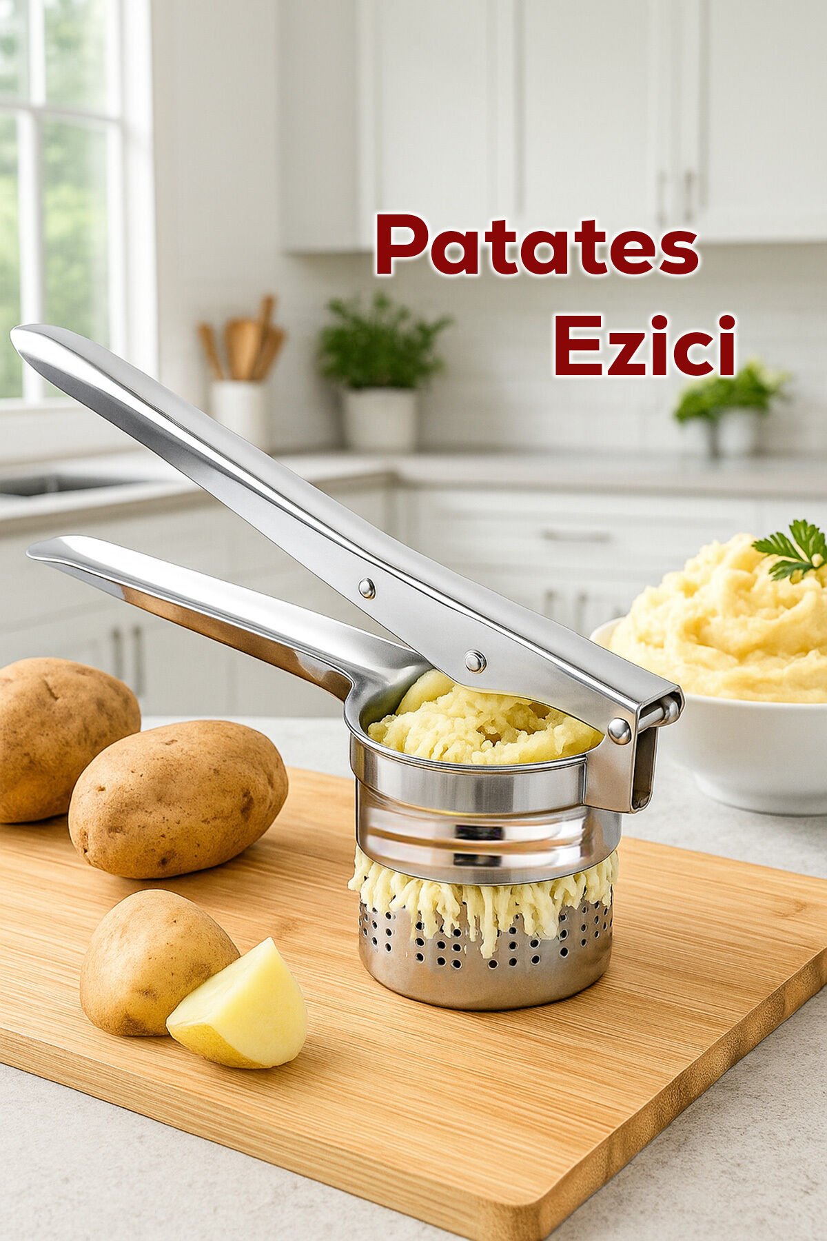 Porsima 76850 Patates Ezici Paslanmaz Metal Patates Ezici Püre Yapıcı Patates Ezeceği 27cm