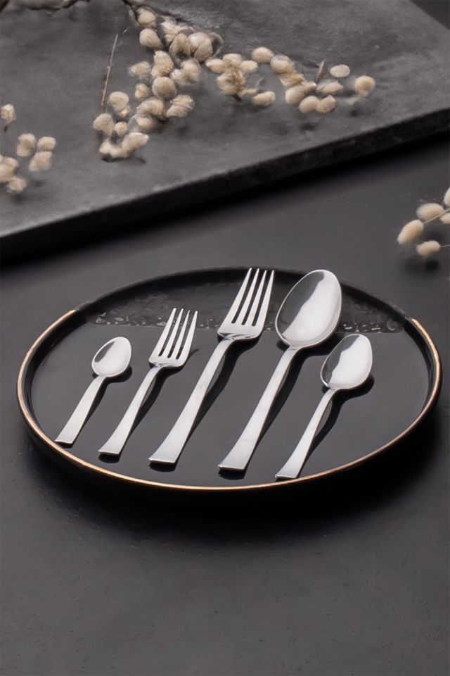 Porsima Tokyo Sade Çatal Kaşık Takımı -Çelik Servis Takımı - Yemek Tatlı Servis Seti -6 Kişilik 30 Parça