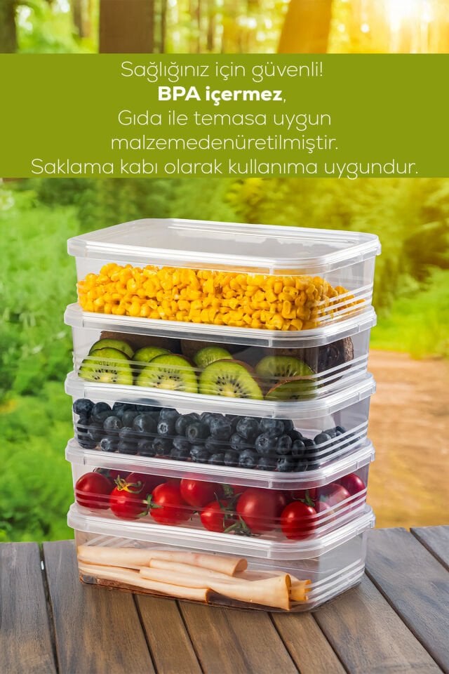 Porsima 4363-10 Kendinden Kapaklı Derin Dondurucuya Uygun 10 Adet Saklama Kabı Hava Almaz Düzenleyici 1,5lt