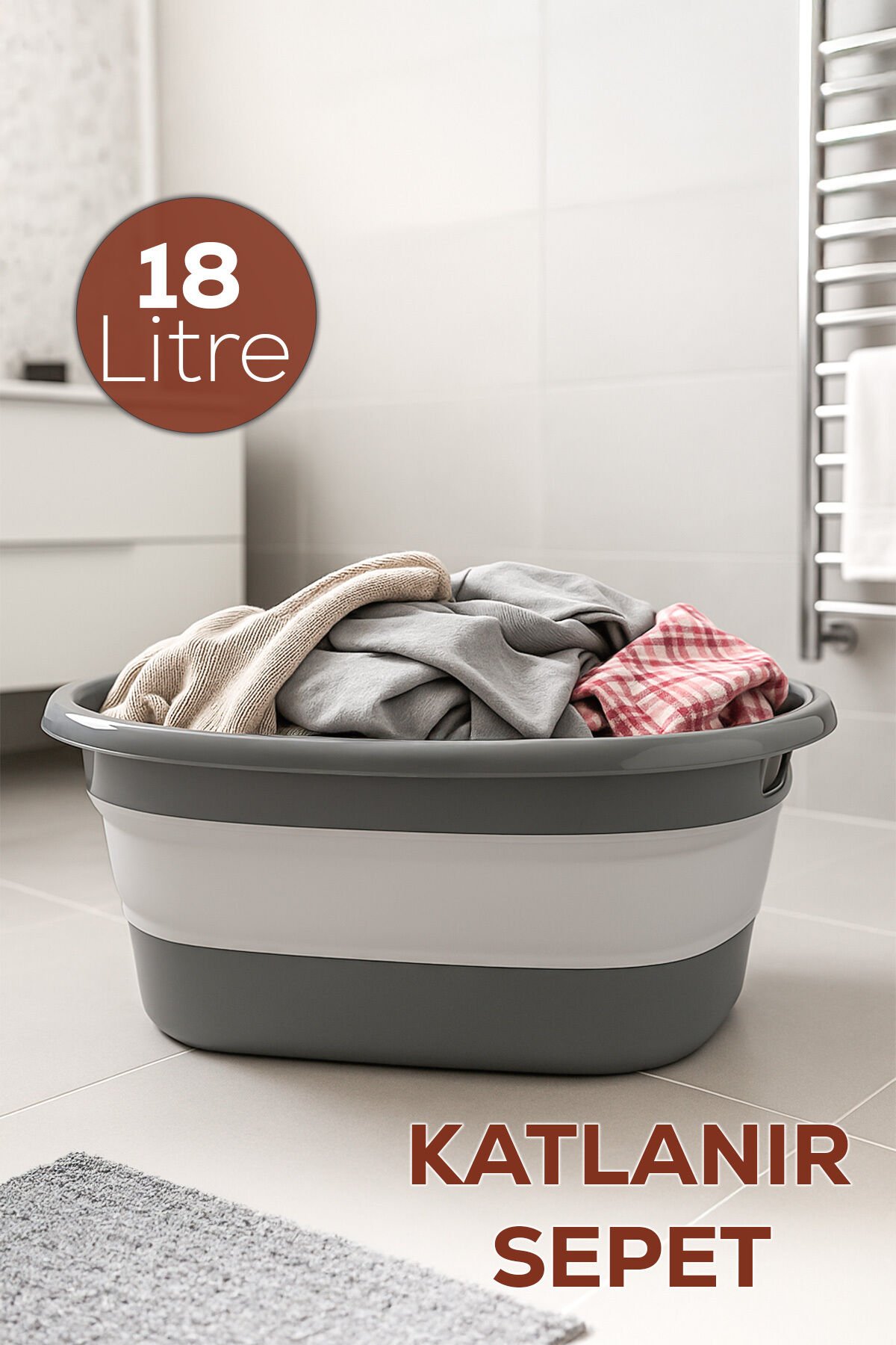 Porsima Akordiyon Katlanır Sepet Katlanabilir Çamaşır Sepeti Orta Boy Katlanır Çamaşır Sepeti 18 Lt