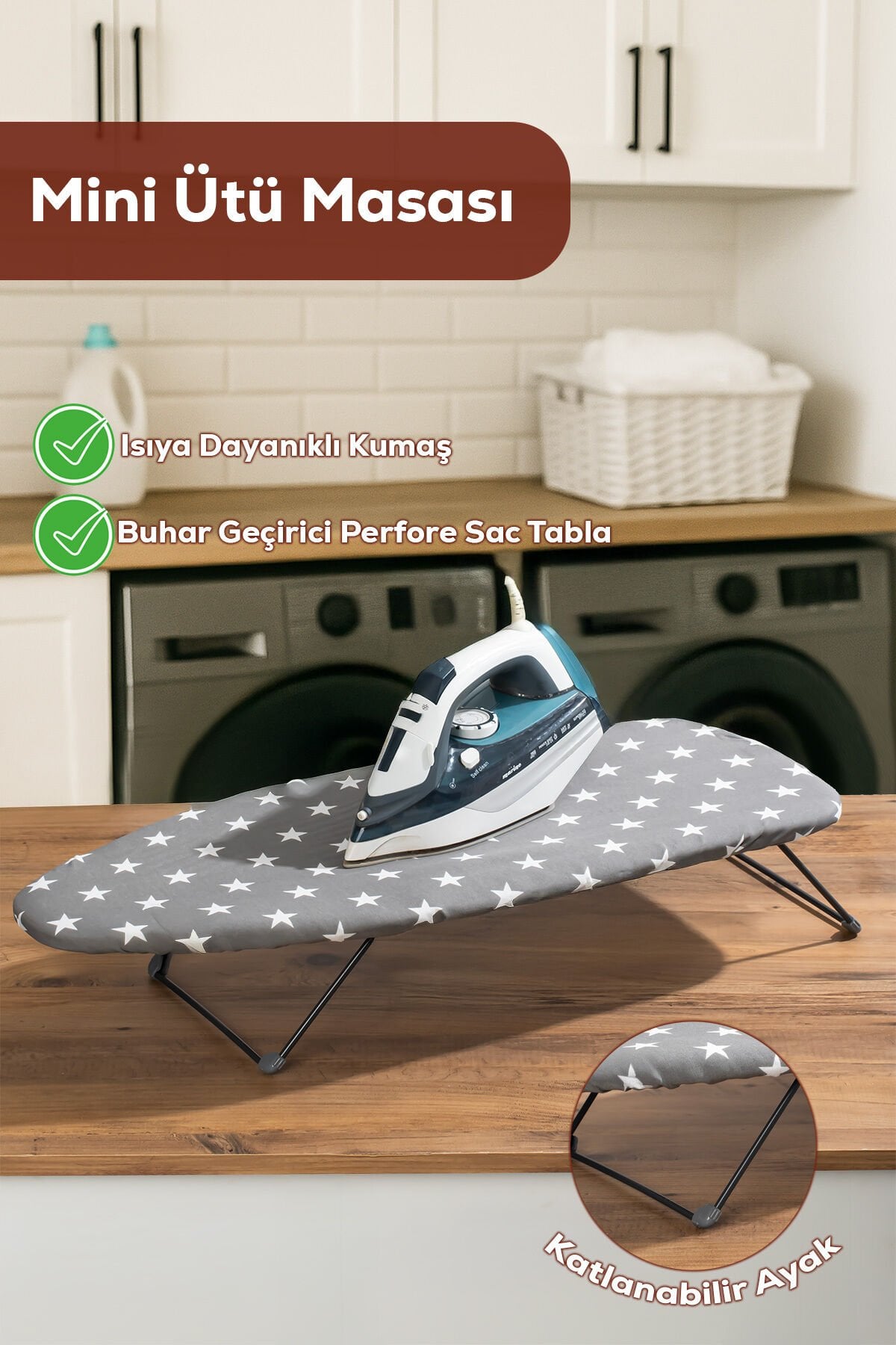 Porsima Smart Mini Seyahat Portatif Katlanabilir Ayaklı Ütü Masası