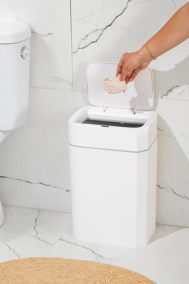 Porsima Me02 Hareket Sensörlü Sessiz Kapatma Çöp Kutusu Banyo Mutfak Çöp Kovası Kapaklı Banyo Çöp Kovası 18Lt