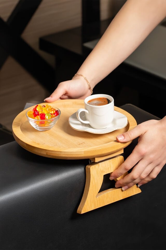 Porsima Pbt-414 Bambu Koltuk Matı Ahşap Kanepe Koltuk Kenarı Sehpa Yan Sehpa Koltuk Katlanabilir Koltuk Kenarı Tepsisi Bambu