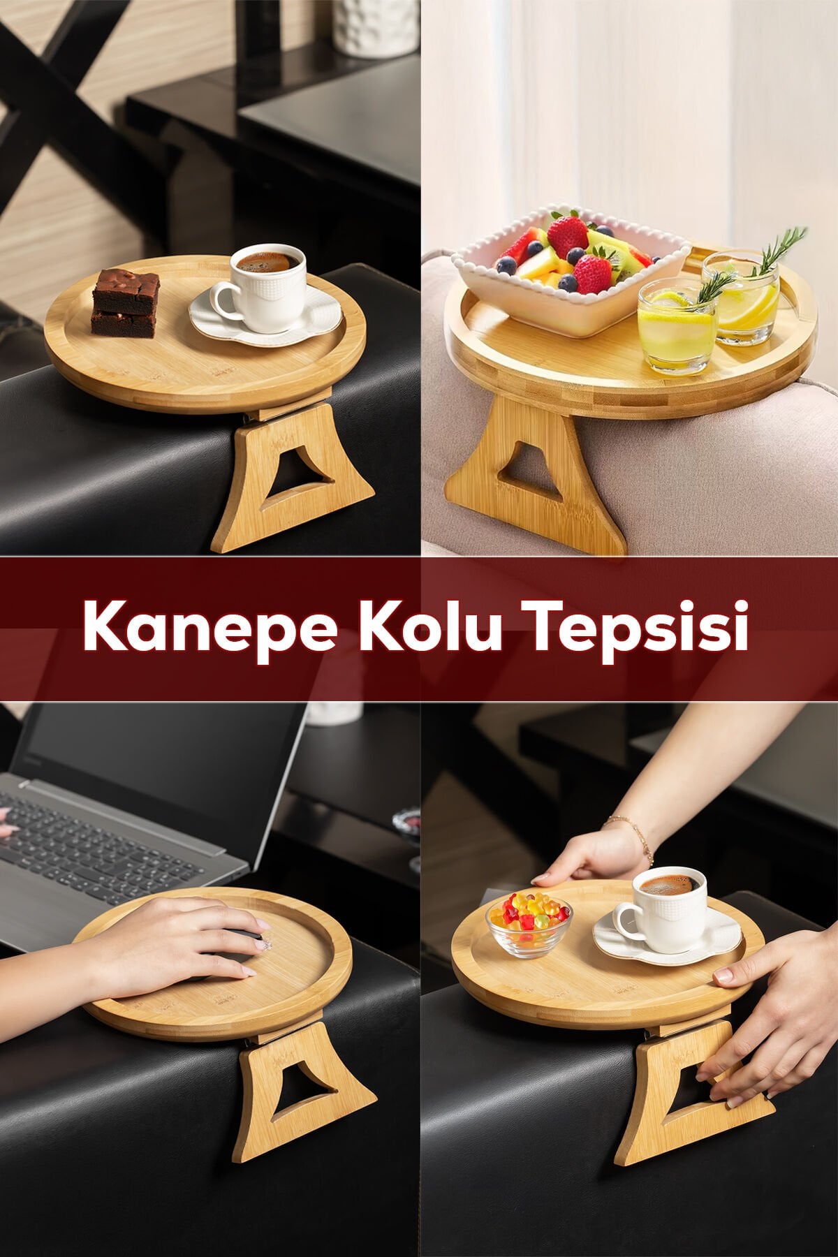 Porsima Pbt-414 Bambu Koltuk Matı Ahşap Kanepe Koltuk Kenarı Sehpa Yan Sehpa Koltuk Katlanabilir Koltuk Kenarı Tepsisi Bambu