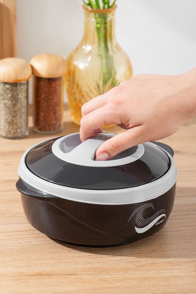 Porsima 3149 1000 mL Yemek Termosu - Sızdırmaz Kilitlenebilir Kapak Paslanmaz Çelik Sefer Tası-SİYAH