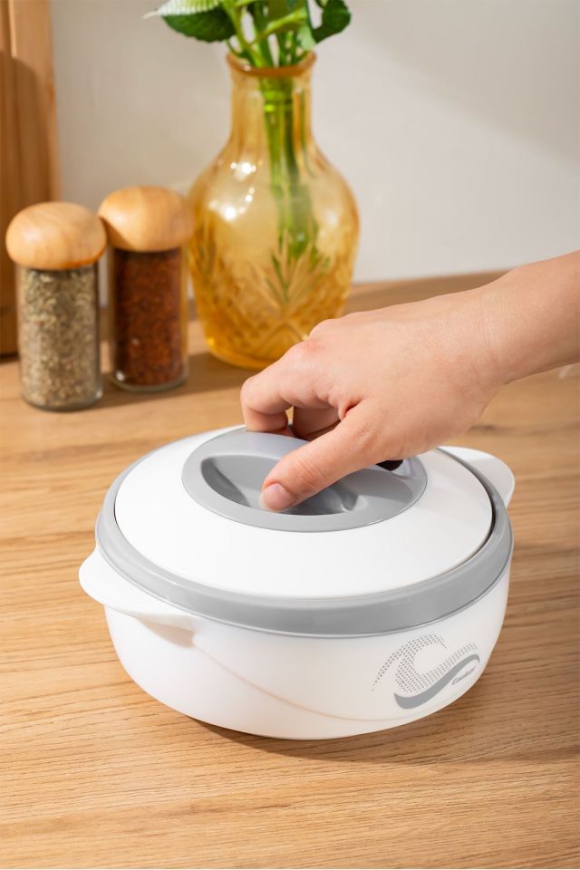 Porsima 3149 1000 mL Yemek Termosu - Sızdırmaz Kilitlenebilir Kapak Paslanmaz Çelik Sefer Tası-BEYAZ