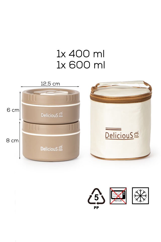 Porsima 3113-1 Isı Yalıtımlı Çanta Paslanmaz Çelik 2 Parça Vakumlu Yemek Termosu Beslenme Kutusu Taşınabilir Lunch Box Sefer Tası