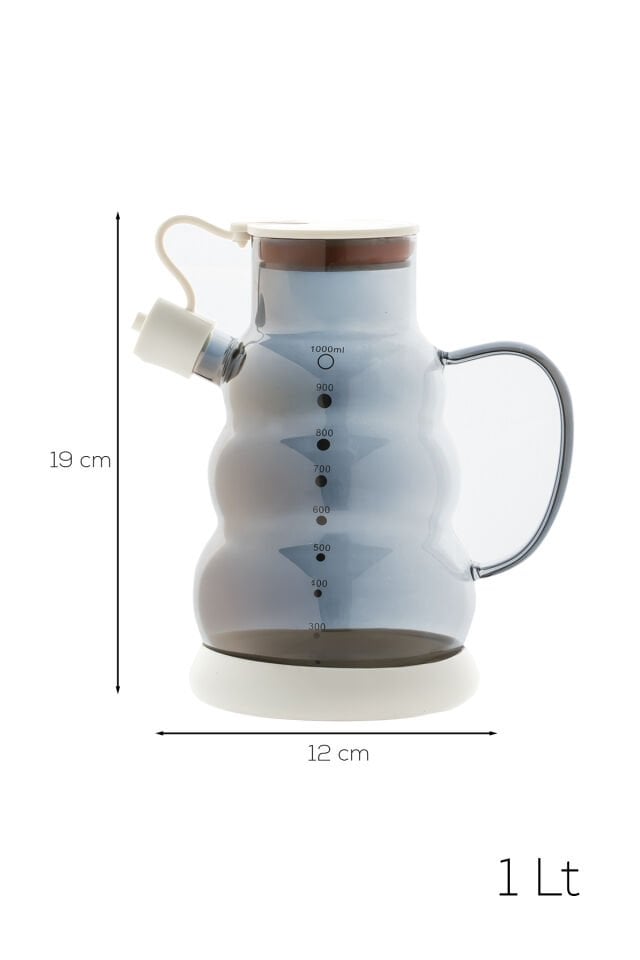 Porsima 3617-2 Kapaklı Borosilikat Cam Yağlık Sirkelik Yağdanlık 1000ml Beyaz