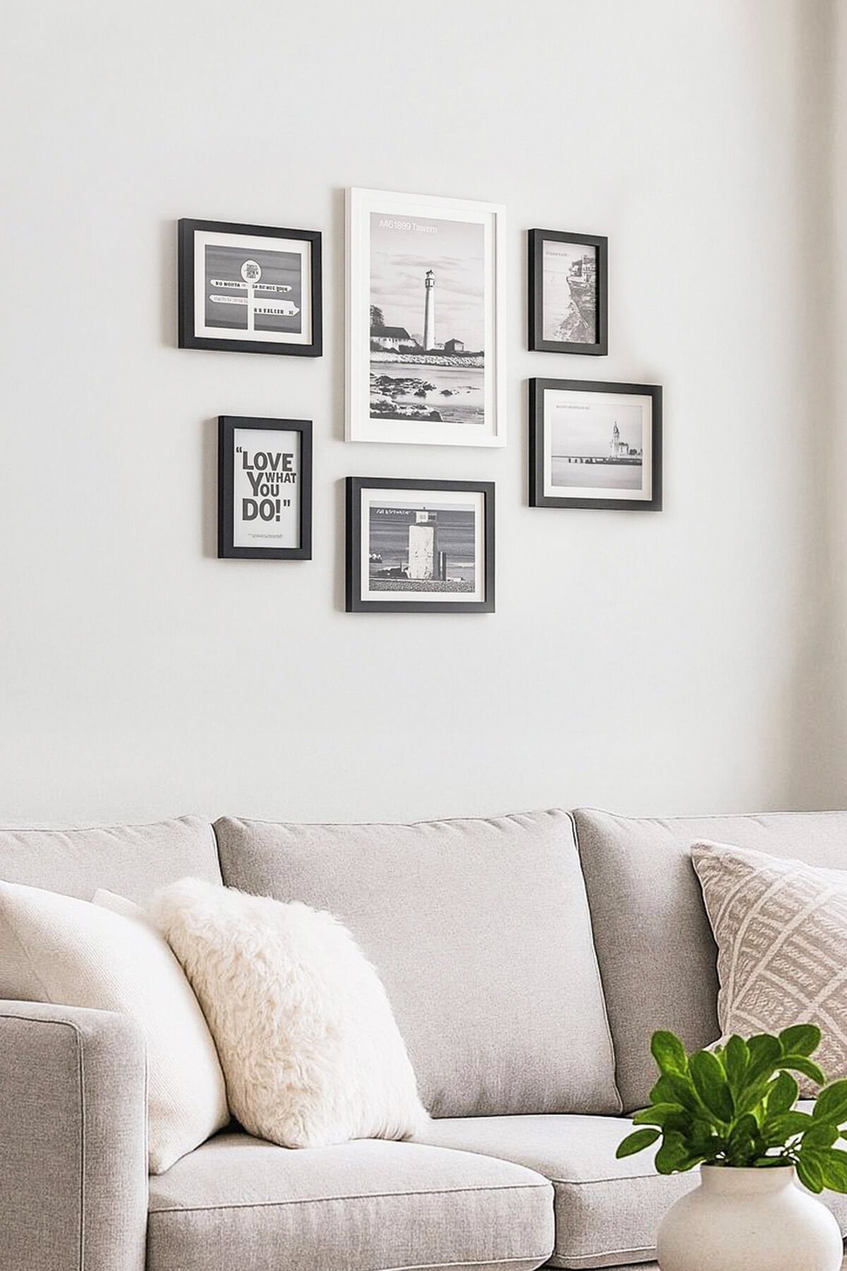 Porsima Dhz90055 Renkli Ahşap Modern Dekoratif 6 Parça Fotoğraf Çerçevesi Masa Duvar Fotoğraf Çerçevesi