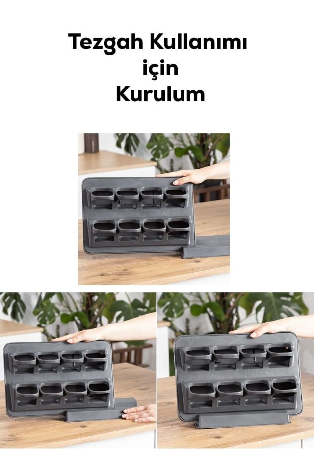 Porsima 1117 8li Etiketli Asmalı Kendinden Yapışkanlı Tezgah Üstü Standlı Döner Kapaklı Baharatlık Seti