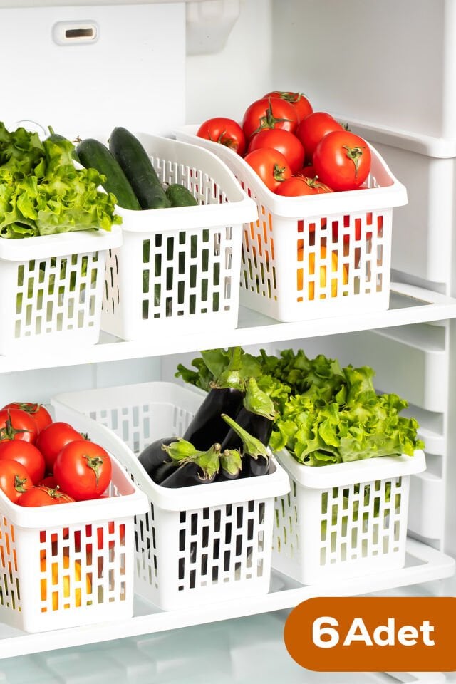 Porsima Org-23 6lı Çok Amaçlı Plastik Dolap Içi Düzenleyici Saklama Kutusu Organizer Sepet - Beyaz