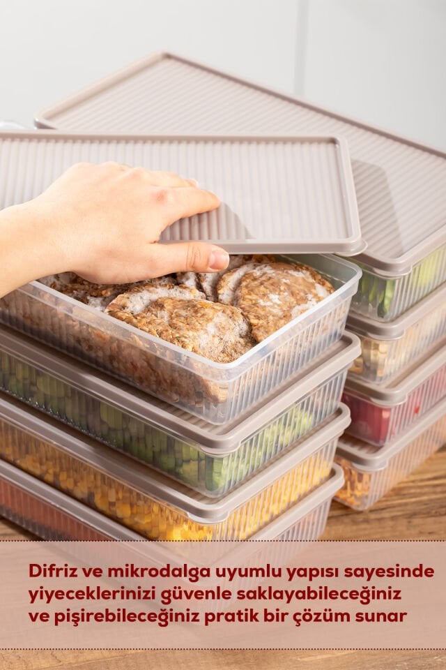 Porsima 5309 4lü Buzdolabı ve Difriz Düzenleyici Saklama Kabı Seti - BPA İçermez, Mikrodalga Uyumlu, Kapaklı, Gıda Saklama Kabı, Kapicino, 2 Lt