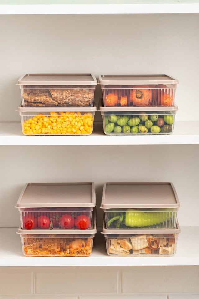 Porsima 5309 4lü Buzdolabı ve Difriz Düzenleyici Saklama Kabı Seti - BPA İçermez, Mikrodalga Uyumlu, Kapaklı, Gıda Saklama Kabı, Kapicino, 2 Lt