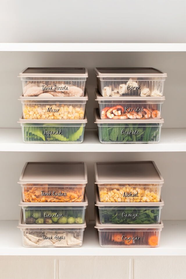 Porsima 5311 12li Buzdolabı ve Difriz Düzenleyici Saklama Kabı Seti - BPA İçermez, Mikrodalga Uyumlu, Kapaklı, Gıda Saklama Kabı, Kapicino, 2 Lt