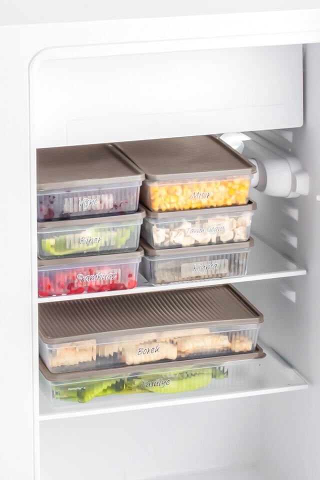 Porsima 5311 12li Buzdolabı ve Difriz Düzenleyici Saklama Kabı Seti - BPA İçermez, Mikrodalga Uyumlu, Kapaklı, Gıda Saklama Kabı, Kapicino, 2 Lt