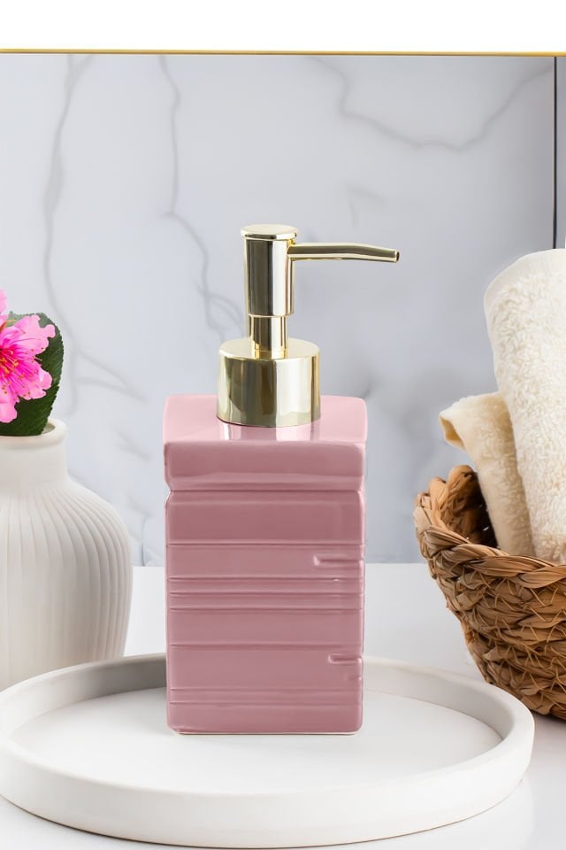 Porsima 3206 Seramik Sıvı Sabunluk - Tezgah Üstü Banyo Mutfak Lavabo Sabunluğu - 275 cc-PUDRA