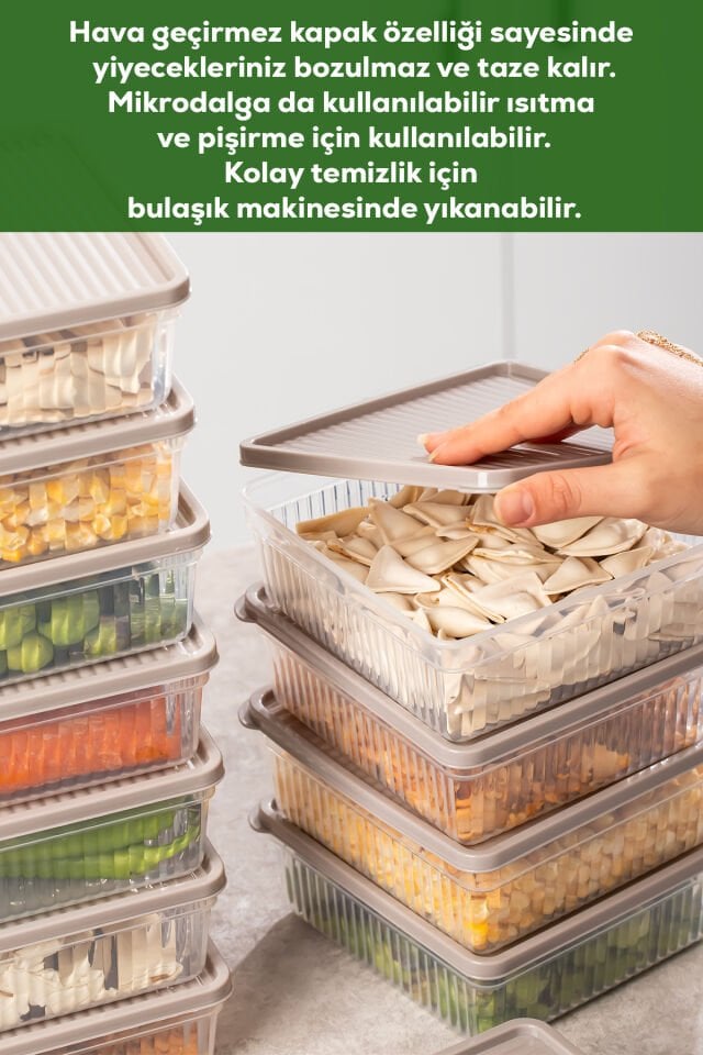 Porsima 5306 4lü Buzdolabı ve Difriz Düzenleyici Saklama Kabı Seti - BPA İçermez, Mikrodalga Uyumlu, Kapaklı, Gıda Saklama Kabı, Kapicino, 1 Lt
