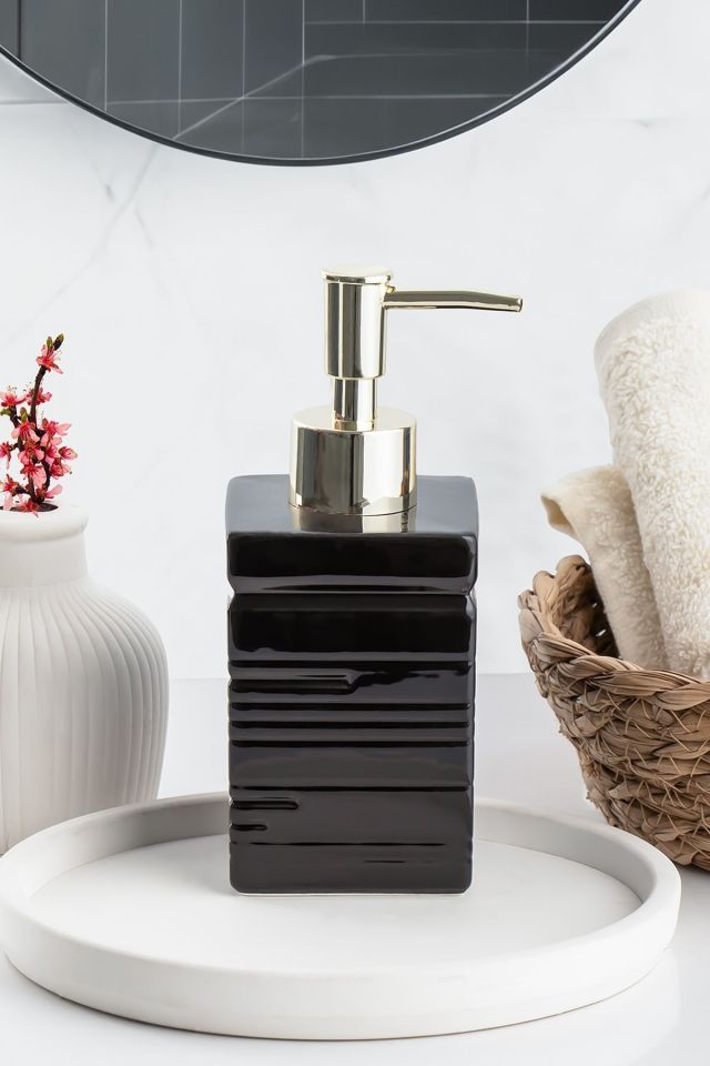 Porsima 3206 Seramik Sıvı Sabunluk - Tezgah Üstü Banyo Mutfak Lavabo Sabunluğu - 275 cc-BEYAZ