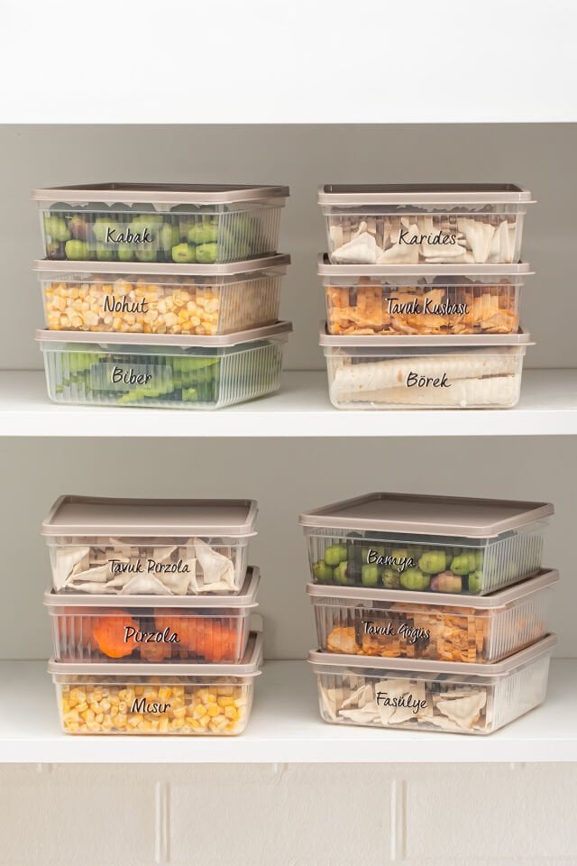 Porsima 5308 12li Buzdolabı ve Difriz Düzenleyici Organizer Mikrodalga Derin Dondurucu Buzluk Saklama Kabı