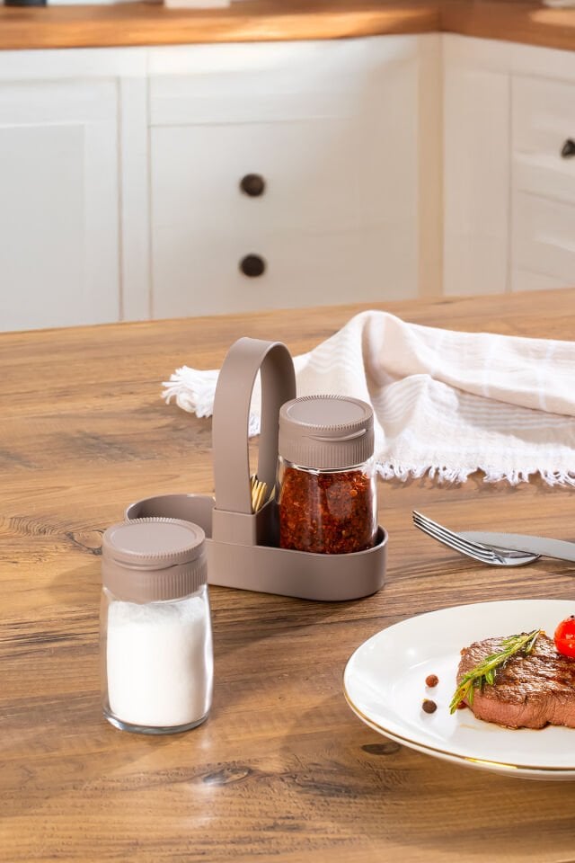 Porsima 00467-1 Kapicino Drop 2li Standlı Tuzluk Biberlik Seti - 100ml