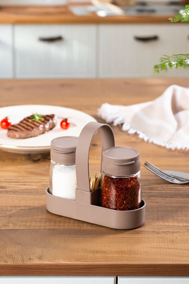Porsima 00467-1 Kapicino Drop 2li Standlı Tuzluk Biberlik Seti - 100ml