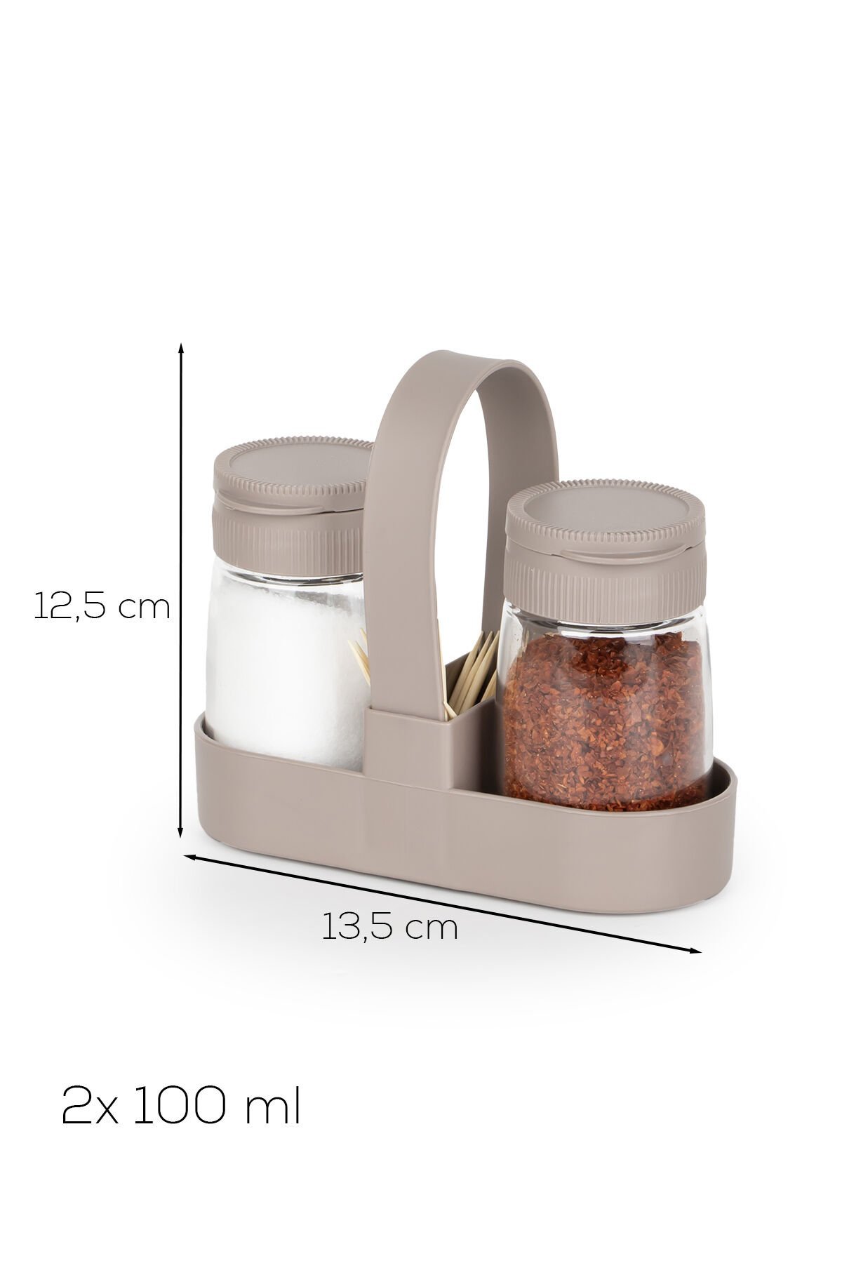 Porsima 00467-1 Kapicino Drop 2li Standlı Tuzluk Biberlik Seti - 100ml