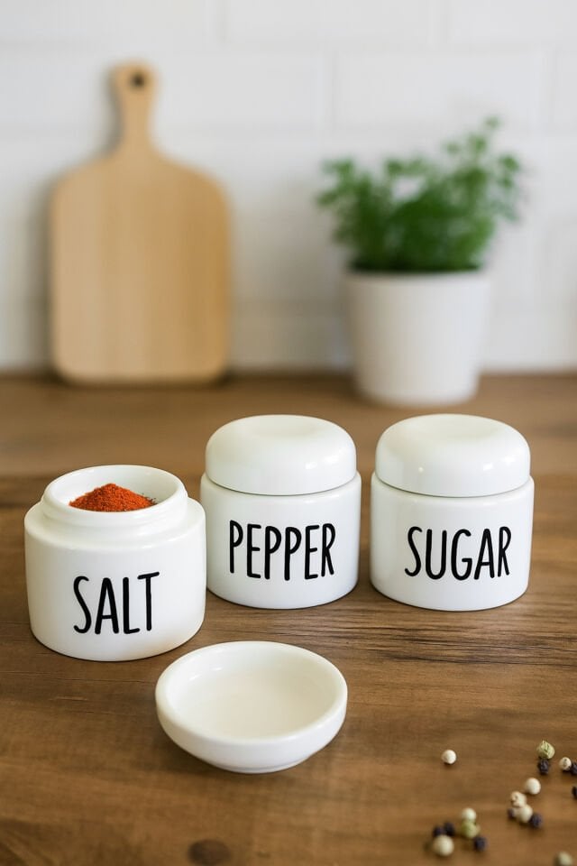 Porsima Francesco 3'lü Porselen Ergonomik Baharatlık Seti Yuvarlak Formlu Beyaz Takım