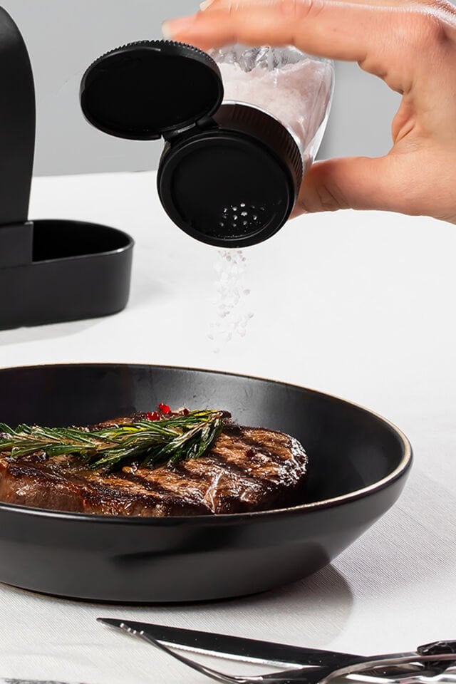 Porsima 00467 Siyah Drop 2li Standlı Tuzluk Biberlik Seti - 100ml