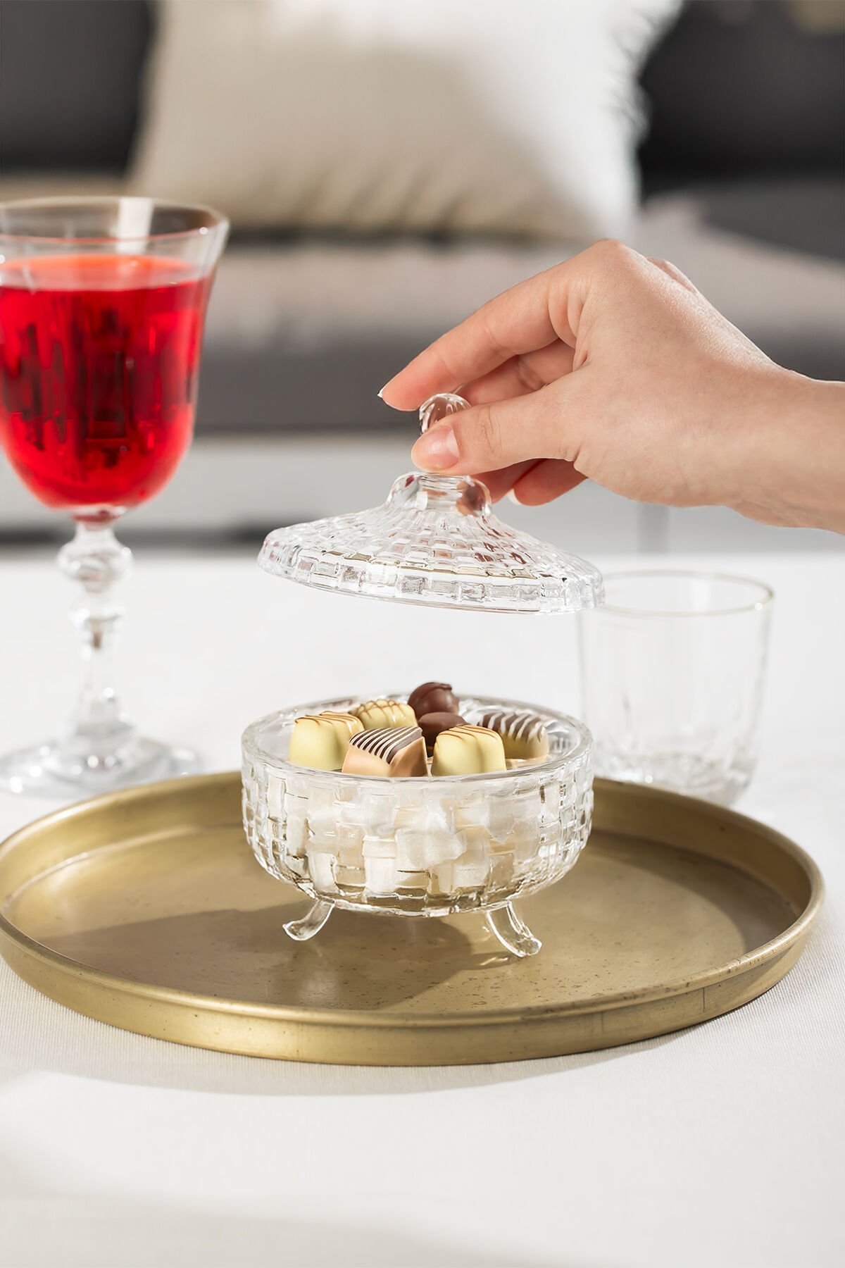 Porsima Sd10-Fgy Ayaklı Kapaklı Cam Şekerlik Sunumluk 250cc