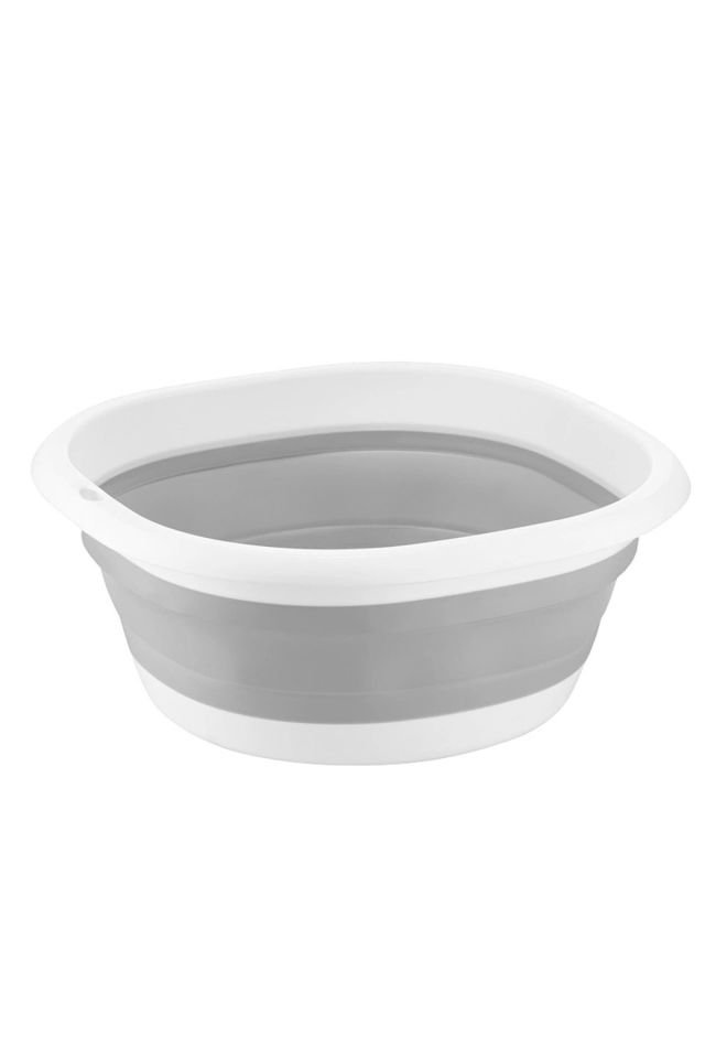 Porsima 698 Çok Amaçlı Katlanır Badya Akordiyon Leğen Meyve Sebze Bulaşık Leğeni - 3 Litre Beyaz Gri