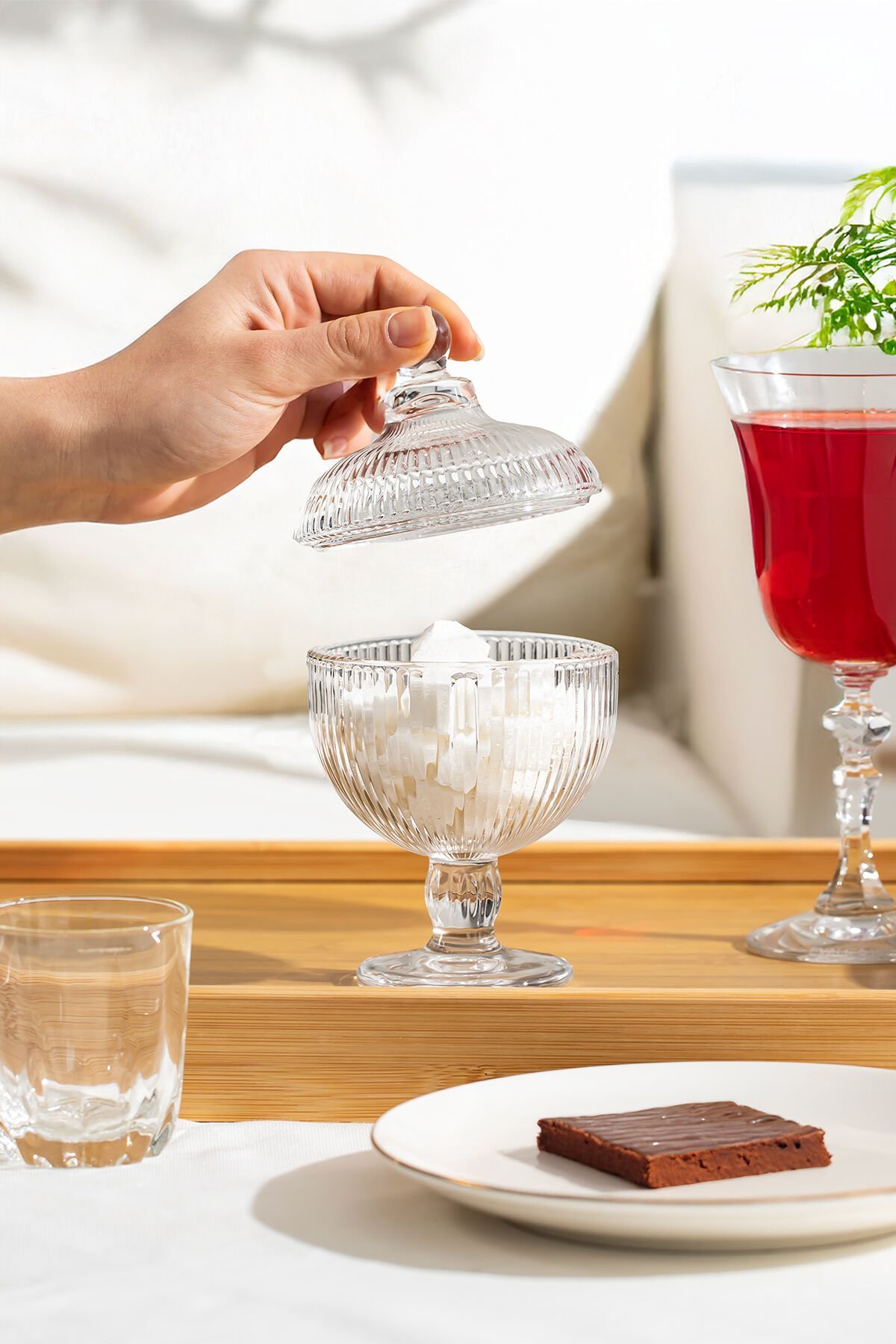 Porsima Sd09-Fgy-A Ayaklı Kapaklı Cam Şekerlik Sunumluk 250cc