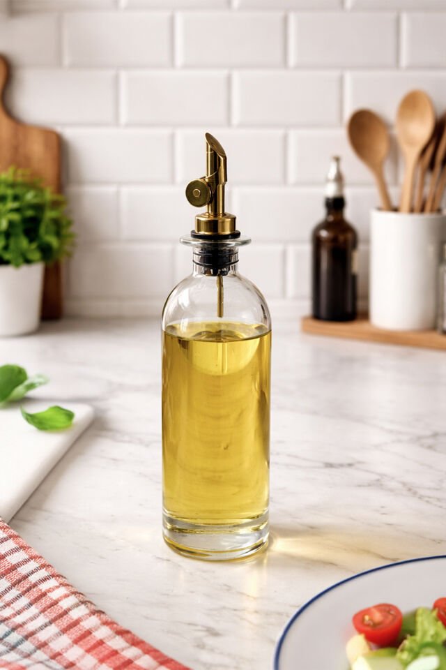 Porsima 3890 Gold Sızdırmaz Kapaklı Cam Yağlık Sirkelik Yağdanlık 500 ml