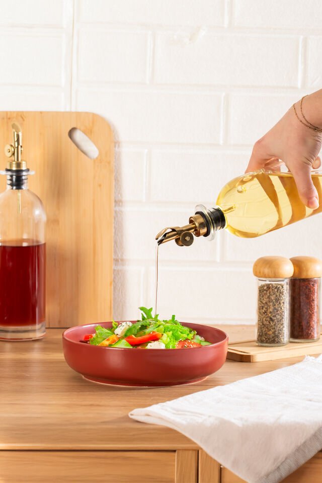 Porsima 3890 Gold Sızdırmaz Kapaklı Cam Yağlık Sirkelik Yağdanlık 500 ml