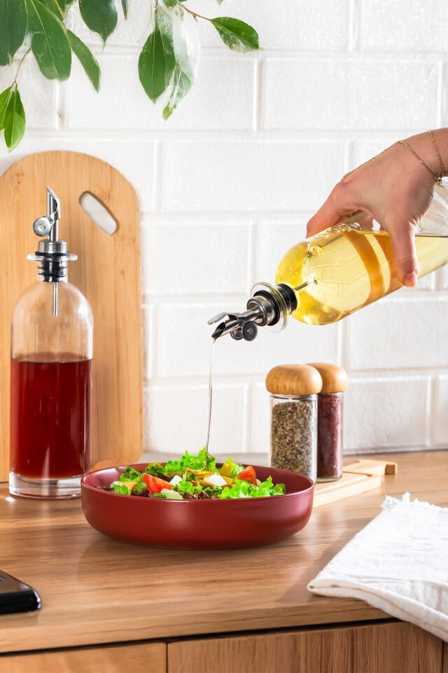 Porsima 3890-1 Gümüş Sızdırmaz Kapaklı Cam Yağlık Sirkelik Yağdanlık 500 ml