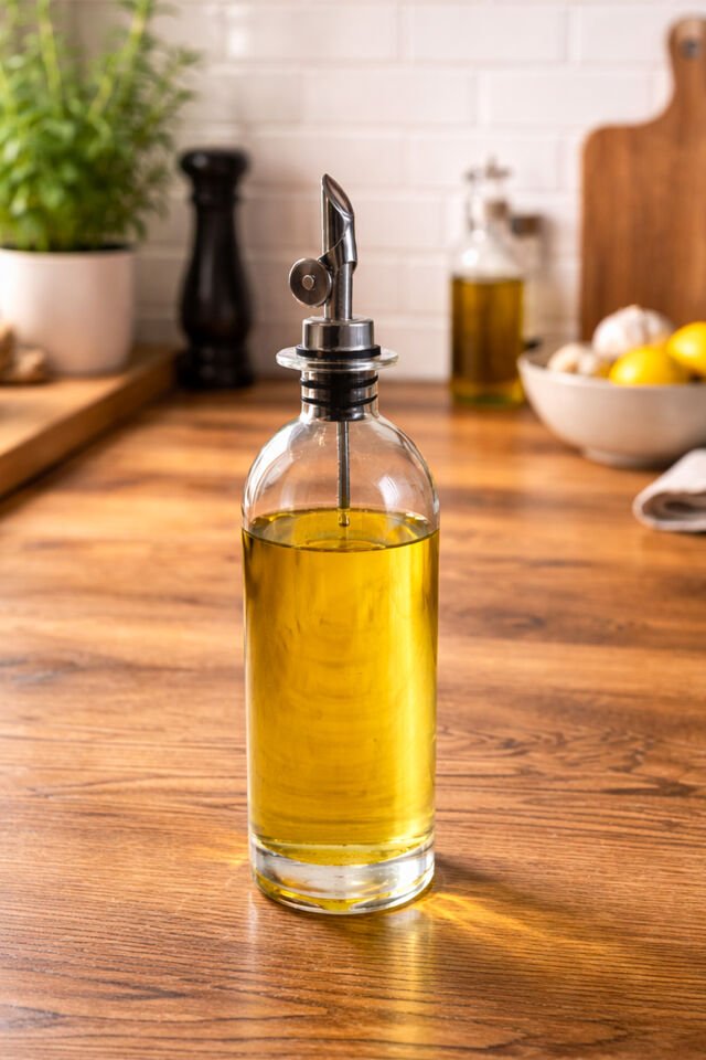 Porsima 3890-1 Gümüş Sızdırmaz Kapaklı Cam Yağlık Sirkelik Yağdanlık 500 ml