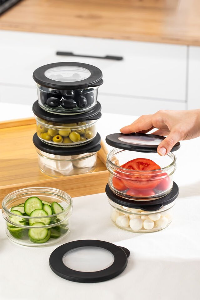 Porsima 4381 Flat 6lı Cam Kahvaltılık Çok Amaçlı Saklama Kabı Cam Kahvaltı Seti