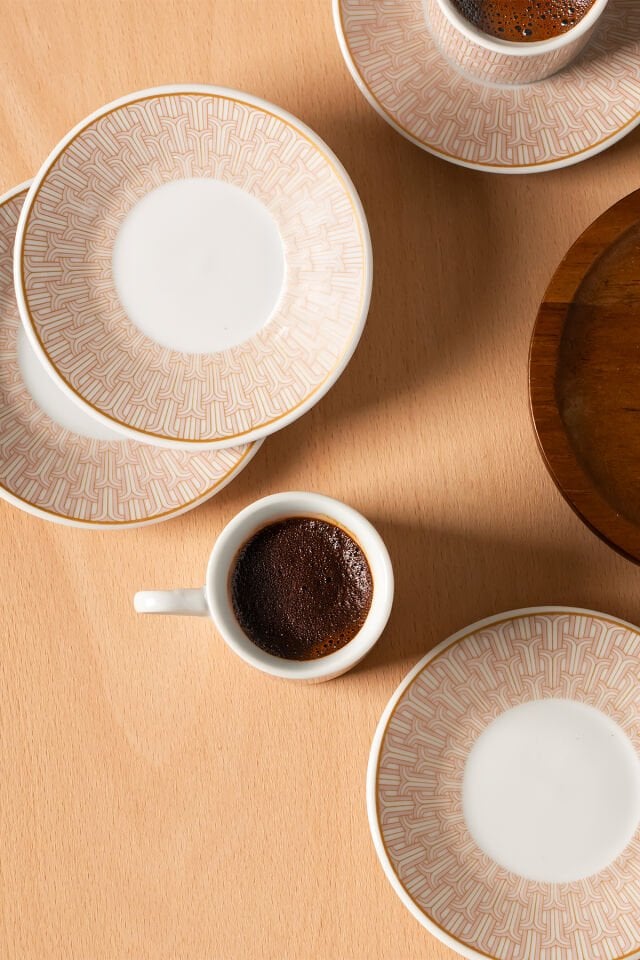 Porsima Sd-210-5 Porselen 6 Kişilik Fincan Seti 12 Parça Türk Kahvesi Fincanı Takımı-100ml Çok Renkli