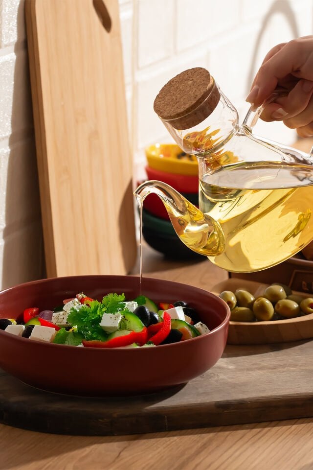 Porsima 6517 Mantar Kapaklı Borosilikat Cam Yağlık Sirkelik Yağdanlık 500 ml